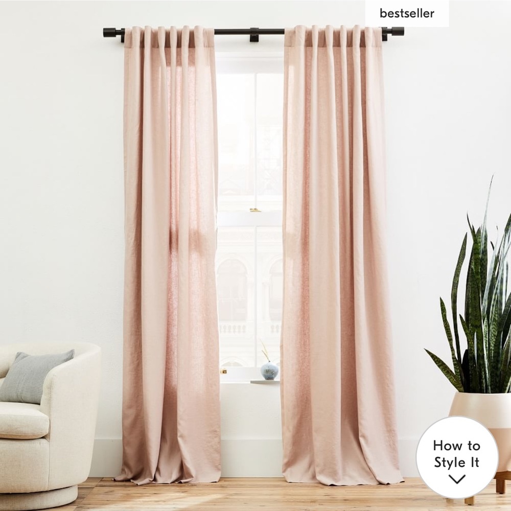 West Elm European Flax Linen Curtains Adobe Rose (Set of 2)